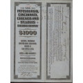 1925 Pittsburgh Cincinati Chicago and St Louis Railroad Company, $1000 Gold Bond Certificate 21712