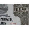 1925 Pittsburgh Cincinati Chicago and St Louis Railroad Company, $1000 Gold Bond Certificate 17394