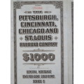 1925 Pittsburgh Cincinati Chicago and St Louis Railroad Company, $1000 Gold Bond Certificate 25564