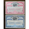 1929 Set of 2 North Butte Mining Company, Stock Certificate, 105 Shares , C12621