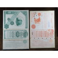 Set of 2 1885 to 1927 West Shore Railroad Company, $1000 Bond Certificate With  Coupons 869