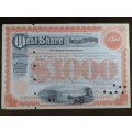 Set of 2 1885 to 1927 West Shore Railroad Company, $1000 Bond Certificate With  Coupons 869