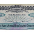1901 Plume And Atwood Manufacturing Company, Stock Certificate, 100 Shares , 221