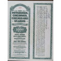 1944 Pittsburgh Cincinnati Chicago and St Louis Railroad Company, $1000 Bond Certificate 2461