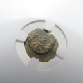 Ancient Judaea Widow`s Mite Coin, 135 to 37 BC NGC, Maccabean Kings Coins Of The Bible