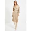 Belted double breasted collar dress - camel EU38/UK10