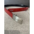 Pringle leather belt*patent leather*small*Black&Red*Reversible