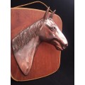 Lovely 3D Copper (plated?) horse head on wooden back
