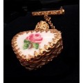 Vintage Perfume Bottle with micro tapestry and detailed engraved pin - Gorgeous piece