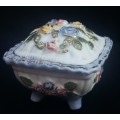 Beautiful trinket pot with flowers and gilt accents