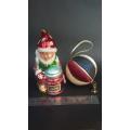 Vintage glass Christmas Elf ornament and fabric ball