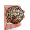 Antique Powder Compact made in France - Tortoise Shell and fine gold filigree design