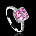 Free Shipping. 2 Carat Cushion cut Vivid Pink Cr. Diamond 925 Silver Halo Ring. Size 7/O