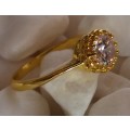 1.28 carat Round Cut Cr. Diamond Solitaire Ring. 18K Gold Plated. Size 9,R,R1/2