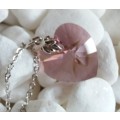 Crystal Antique Pink Swarovski Crystal Heart Pendant Necklace.