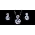 Amazing Three Piece Simulated Diamond Earring & Necklace Set