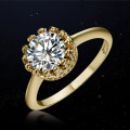1.28 carat Round Cut Cubic Zirconia Solitaire Ring. 18K Gold Plated. Size 9, R1/2. R3/4
