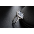 Amazing 4 carat Princess cut Simulated Diamond Ring. Size 6. Click to see stone used