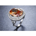 8 CARAT Oval cut Twisted Bank CR. Champagne Diamond Halo Ring. Size 9.