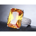 Amazing 6 carat Radiant cut Simulated Diamond Ring. Size 9.