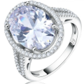 6 CARAT Oval cut Split Shank Simulated Diamond Halo Ring. Size 6. Click to see Stone used