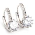 Clear Round Cut 3.65(TW) carat Simulated Diamond Leverback Earrings.