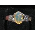 Sterling Silver ring - Natural ETHIOPIAN OPAL (size 8 / Q)