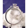 Sterling silver ring - Sparkling CUBIC ZIRCONIA 2-piece set - size 8 / Q