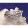 Sterling silver ring - Sparkling CUBIC ZIRCONIA 2-piece set - size 6 / M