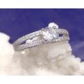 Sterling silver ring - Sparkling CUBIC ZIRCONIA - size 7.5 / P
