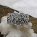 Sterling silver ring - Sparkling CUBIC ZIRCONIA - size 7.5 / P