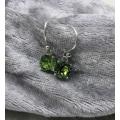 Sterling silver earrings - Sparkling CUBIC ZIRCONIA (green)