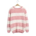 Gorgeous Striped Pullover. WARM. SOFT MOHAIR TYPE SWEATERS. PINK AND WHITE SIZE M