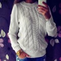 Exquisite Cable Twist Sweater. 2 Cream White XL