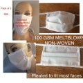 3 pack. 3 Face Masks Meltblown Non-woven. 2 PLY. Polypropylene
