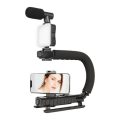AY-49U Video Making Stabilizer U/C Shaped Handheld Gimbal with 36LED Light, Microphone and Mobile !!