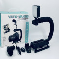 AY-49U Video Making Stabilizer U/C Shaped Handheld Gimbal with 36LED Light, Microphone and Mobile !!