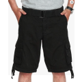 Mens Black Cargo Long Shorts with Belt