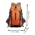 40L Unisex Water Resistant Travel / Hiking Backpack (Orange)