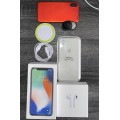 iPhone X 64GB white with Airpods and accesories