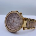 *MICHAEL KORS LADIES ROSE GOLD DRESS CHRONOGRAPH* R1 BIDS!!!