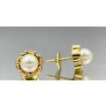 **YELLOW GOLD SALTWATER PEARL EARRINGS*** R1 BIDS