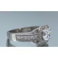 ***DAZZLING SQUARE SOLITAIRE CZ ETERNITY RING* R1 BIDS