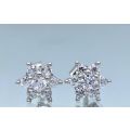 DAZZLING SILVER 925 ZIRCONIA CLUSTER EARRINGS R1 BIDS