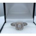 ***LOVELY DOUBLE SQUARE HALO ETERNITY RING* R1 BIDS