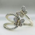 LUXURY VINTAGE PANDORA  BUTTERFLY CZ SILVER RING!