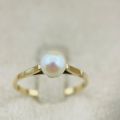 LOVELY YELLOW GOLD PEARL SOLITAIRE RING!