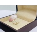 BEAUTIFUL NATURAL PINK MOTHER OF PEARL SILVER RING