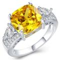 7.90 Carat Citrine Engagement Ring with Simulated Diamonds - Size 10 / U / 20mm