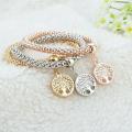 Tree of Life Bracelet Set of 3 - Silver, Rose Gold and Yellow Gold Plated